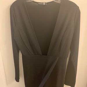 Black dress from Boohoo, a bit longer than in pic.